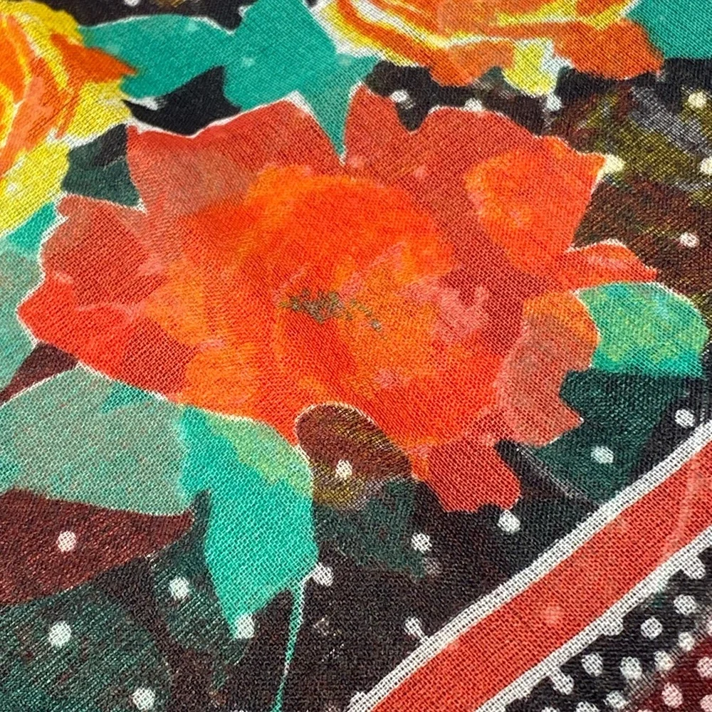 Italian Cinzia Fiori for Tie Rack Poppy and Rose Scarf